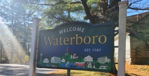 Waterboro Town line sign